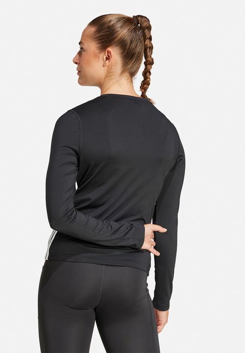 adidas Performance - 3 Stripe training tee- Black/White