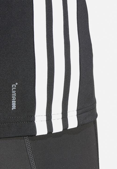 adidas Performance - 3 Stripe training tee- Black/White