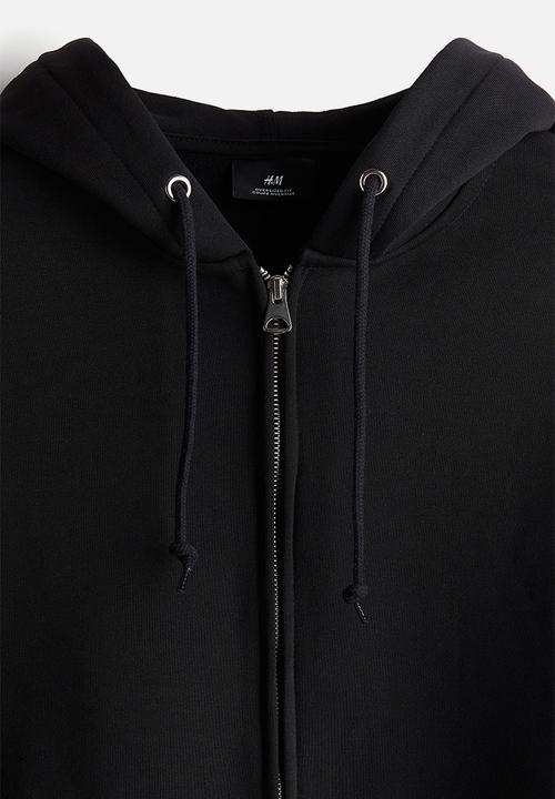 H&M - Oversized fit zip-through hoodie - black
