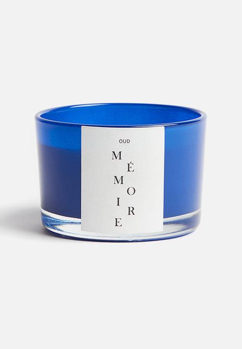 H&M - Scented candle in glass holder - dark blue/oud mémoire