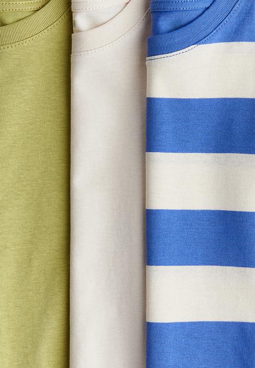 H&M - 3-Pack long-sleeved T-shirts - blue/striped