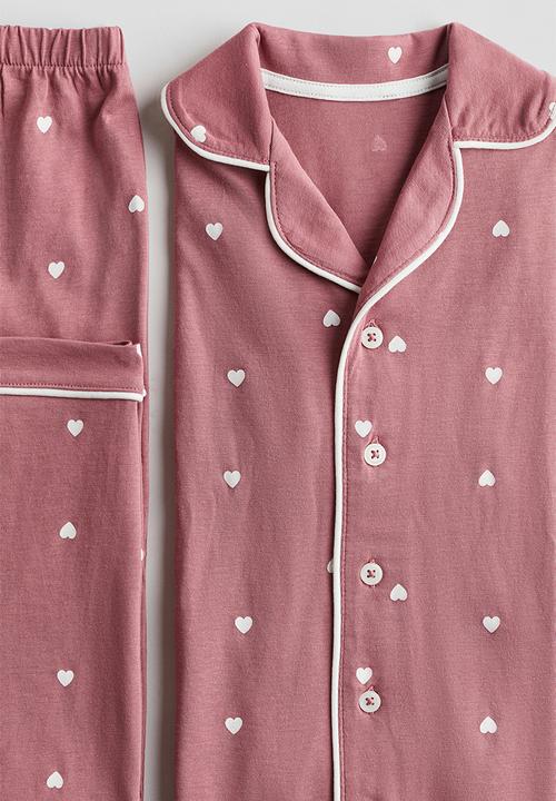H&M - Patterned jersey pyjamas - dark pink/hearts 
