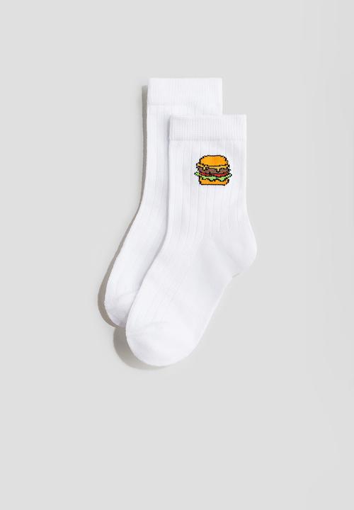 H&M - 5-pack ribbed socks - white/fries
