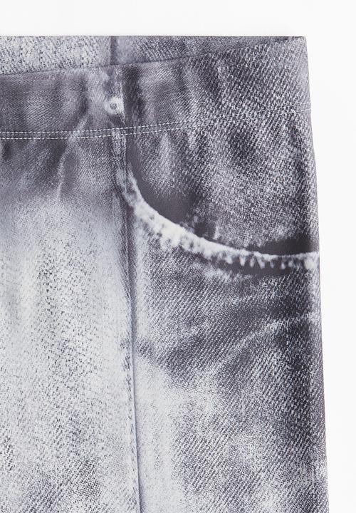 H&M - Denim-look leggings - light grey