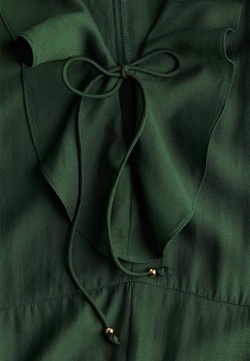 H&M - Flounce-trimmed dress - dark green