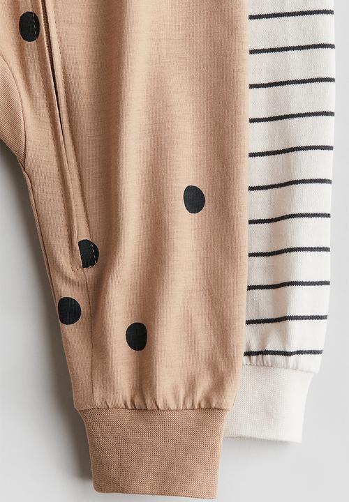 H&M - 2-pack patterned cotton pyjamas - beige,white,multi