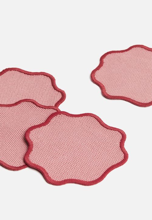H&M - 4 Pack scallop-edged coasters - pink