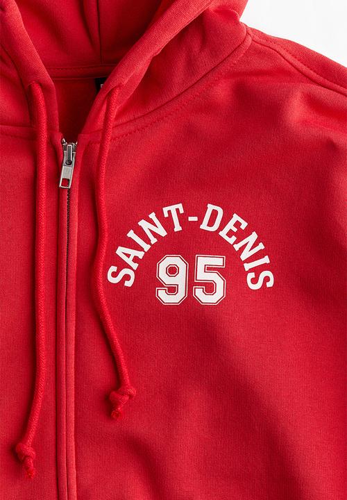 H&M - Oversized zip-through hoodie - red/saint-denis