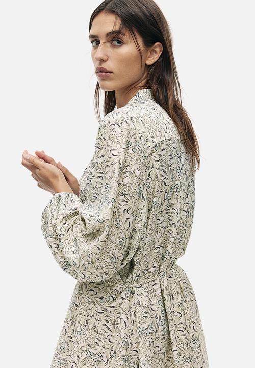 H&M - Patterned tie-belt dress - cream/patterned 