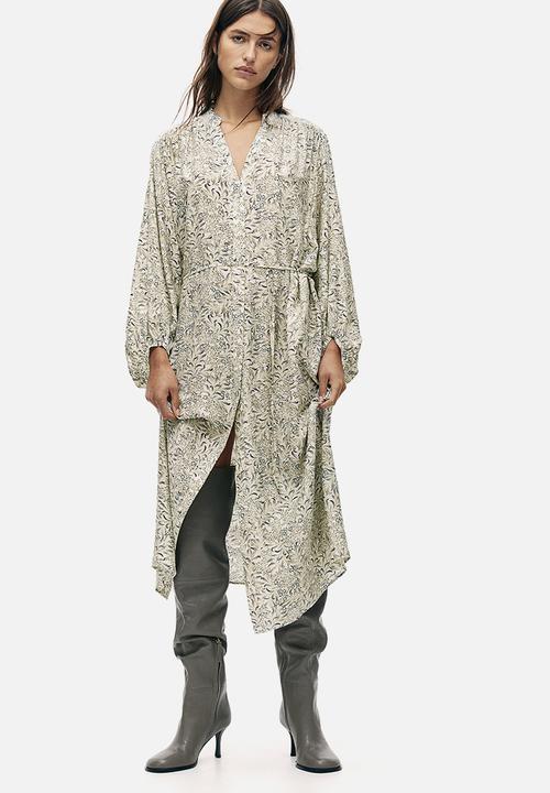 H&M - Patterned tie-belt dress - cream/patterned 