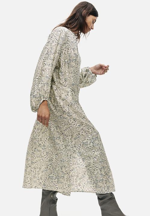 H&M - Patterned tie-belt dress - cream/patterned 