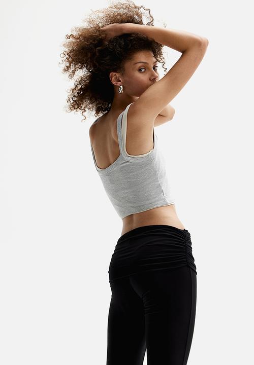 H&M - Foldover-waist capri leggings - black