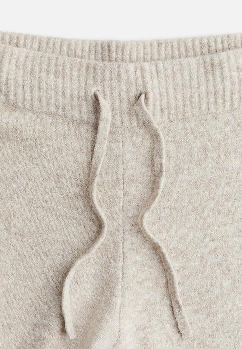 H&M - Fine-knit joggers - light beige marl 