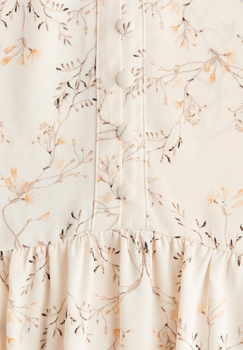 H&M - Tie-neck dress - powder pink/patterned