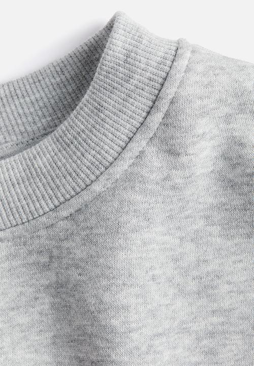 H&M - Oversized motif-front sweatshirt - light grey marl/les halles