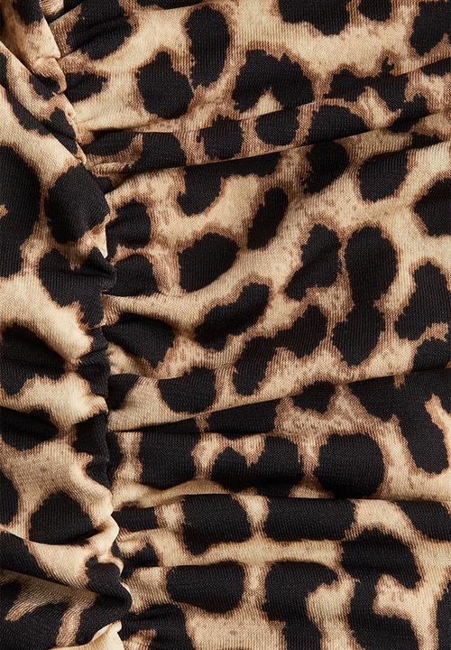 H&M - Cap-sleeved dress - beige leopard print