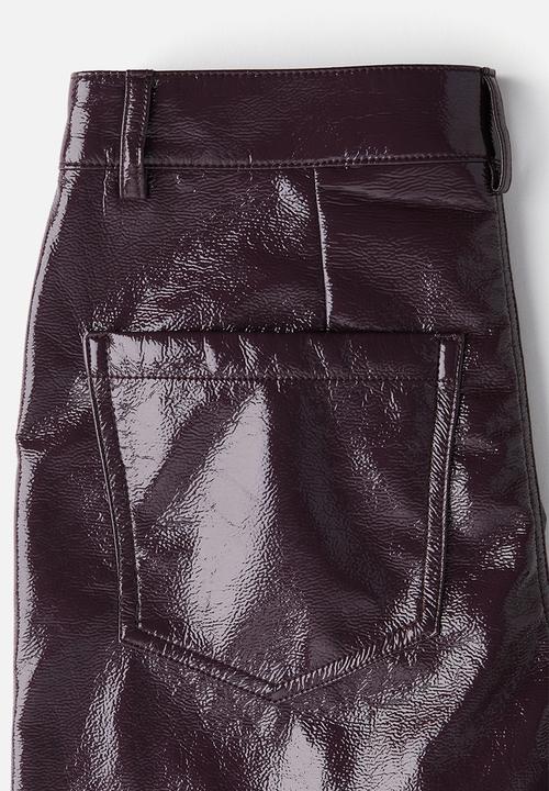H&M - Straight coated trousers - burgundy