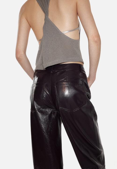 H&M - Straight coated trousers - burgundy