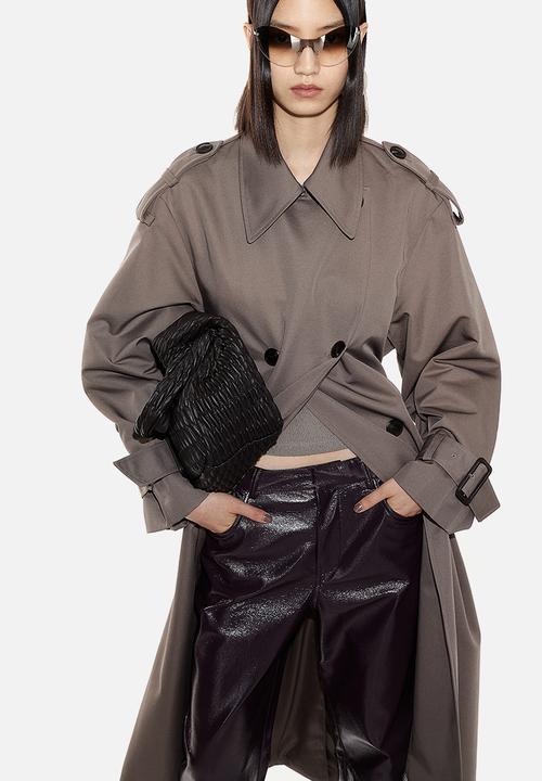 H&M - Straight coated trousers - burgundy