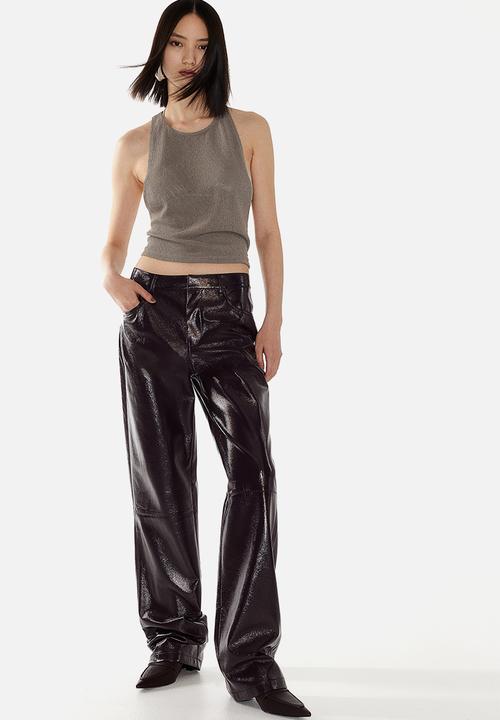 H&M - Straight coated trousers - burgundy