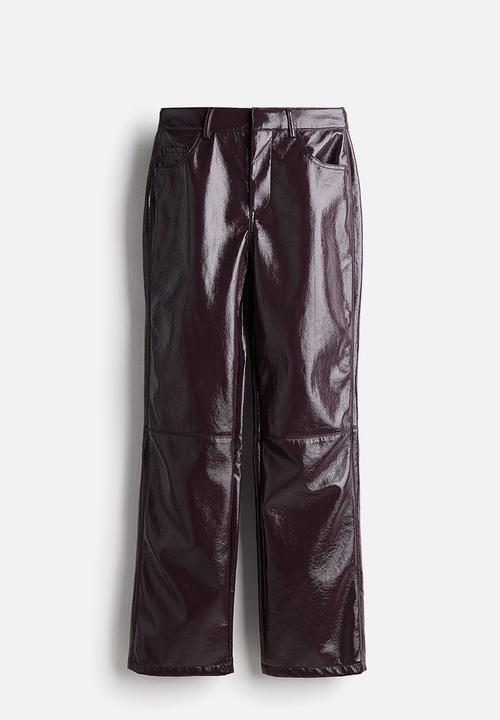 H&M - Straight coated trousers - burgundy
