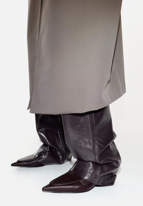 H&M - Straight coated trousers - burgundy