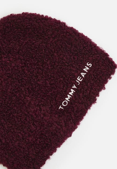 Tommy Hilfiger - Linear logo teddy beanie - red