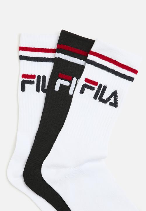 FILA - Stallone Tube Sock - White/Black/White