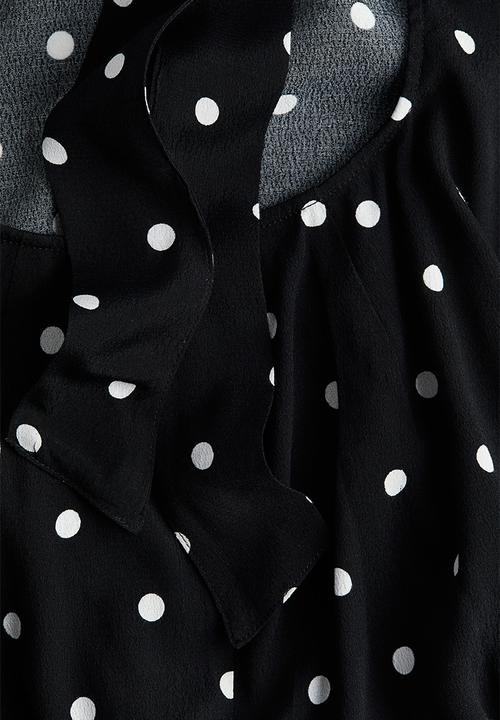 H&M - Tie-detail open-back dress - black,multi