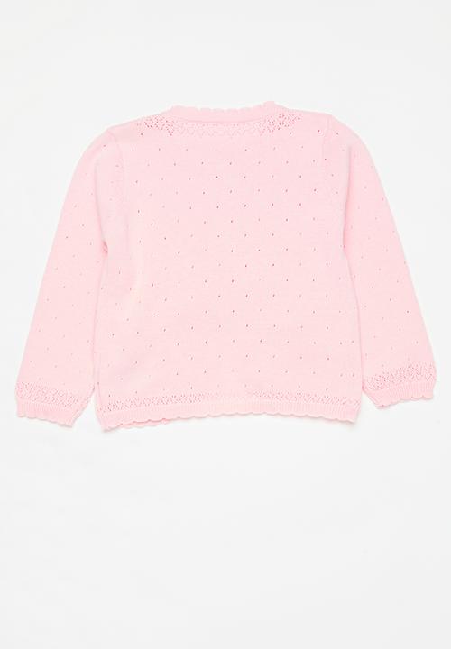 Pop Candy - Pom pom cropped cardigan -pink