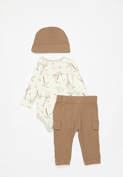 Pop Candy - 3 Piece set-ecru & brown