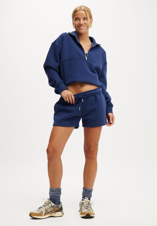 Cotton On - Plush Essential Half Zip Jumper - Heritage Blue