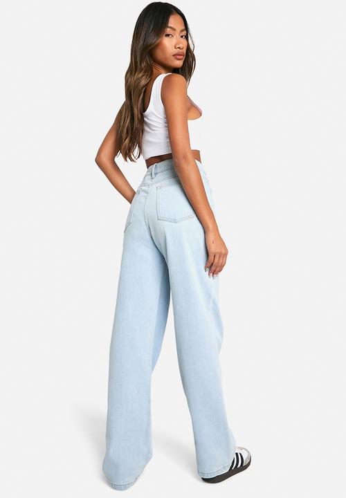 boohoo - Basics High Waisted Boyfriend Jeans - Bleached Blue
