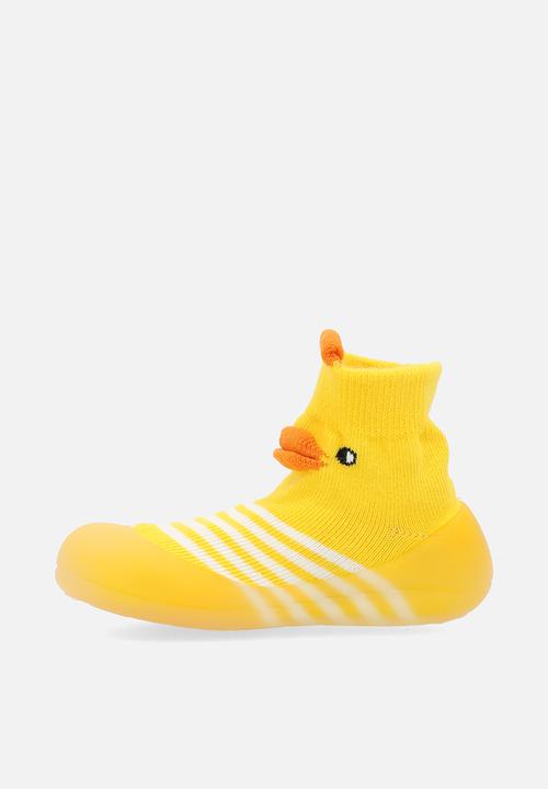 Pop Candy - Striped sock boot - yellow & white