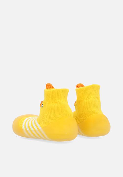 Pop Candy - Striped sock boot - yellow & white