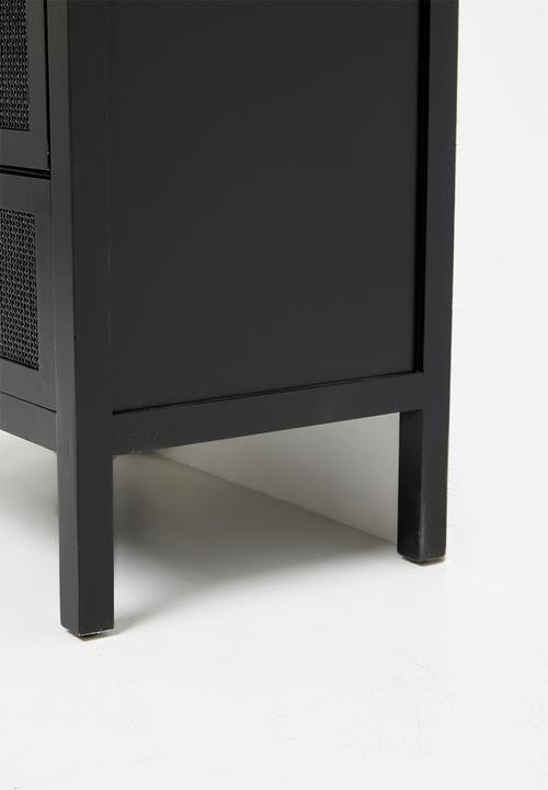 Sixth Floor - Nablus rattan and wood 3 drawer-black