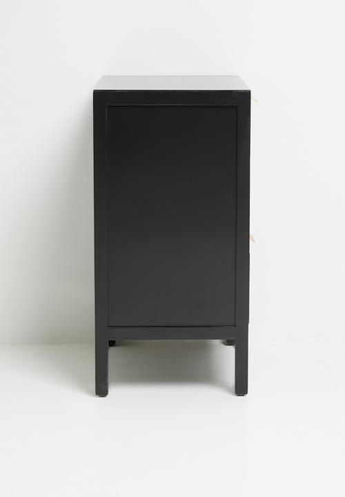 Sixth Floor - Nablus rattan and wood 3 drawer-black