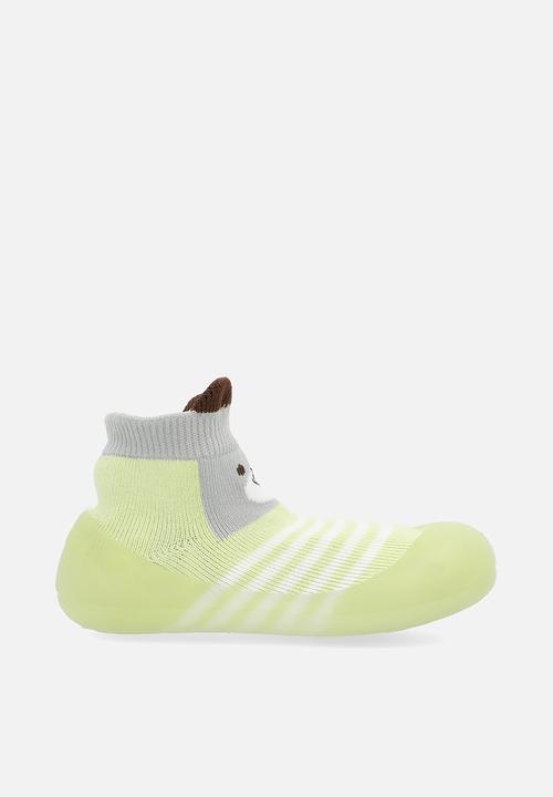 Pop Candy - Striped sock boot - light green/grey