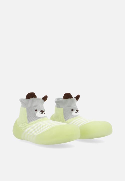Pop Candy - Striped sock boot - light green/grey