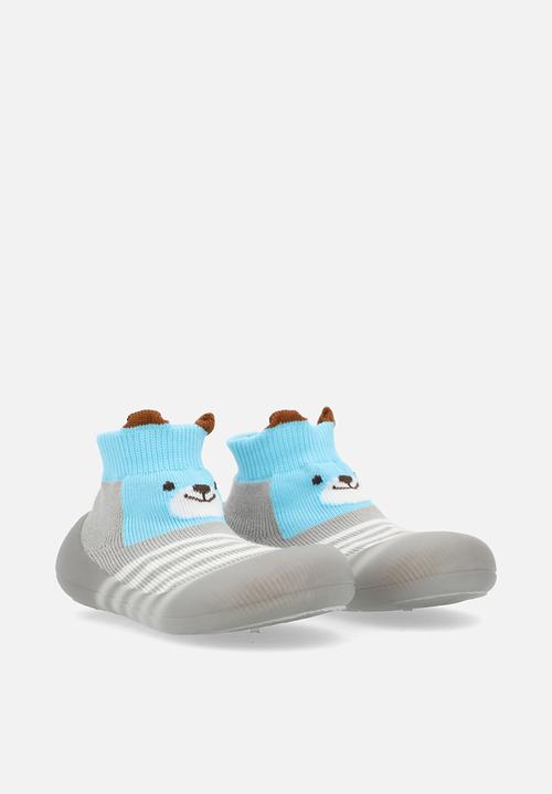 Pop Candy - Striped sock boot - grey & white