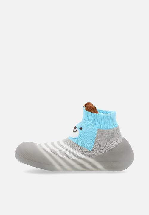 Pop Candy - Striped sock boot - grey & white