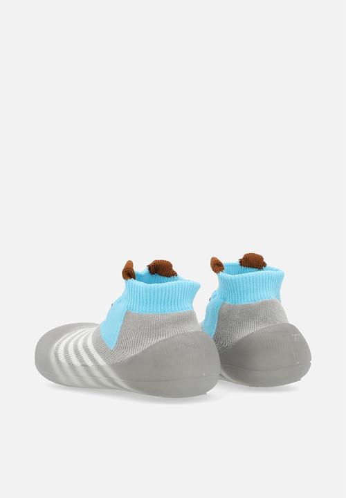 Pop Candy - Striped sock boot - grey & white