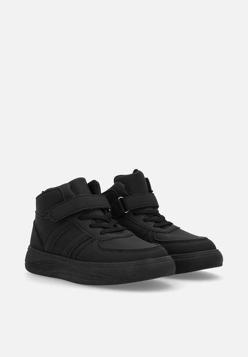 Pop Candy - adjustable fastener & lace hi top sneakers - black