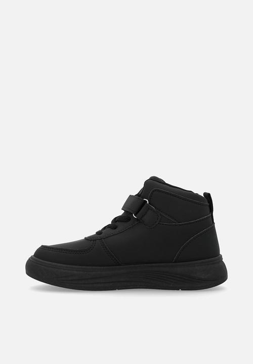 Pop Candy - adjustable fastener & lace hi top sneakers - black