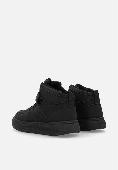 Pop Candy - adjustable fastener & lace hi top sneakers - black
