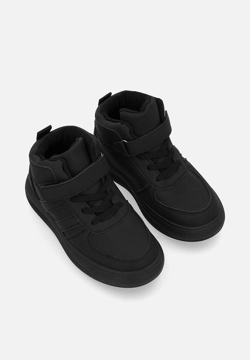 Pop Candy - adjustable fastener & lace hi top sneakers - black