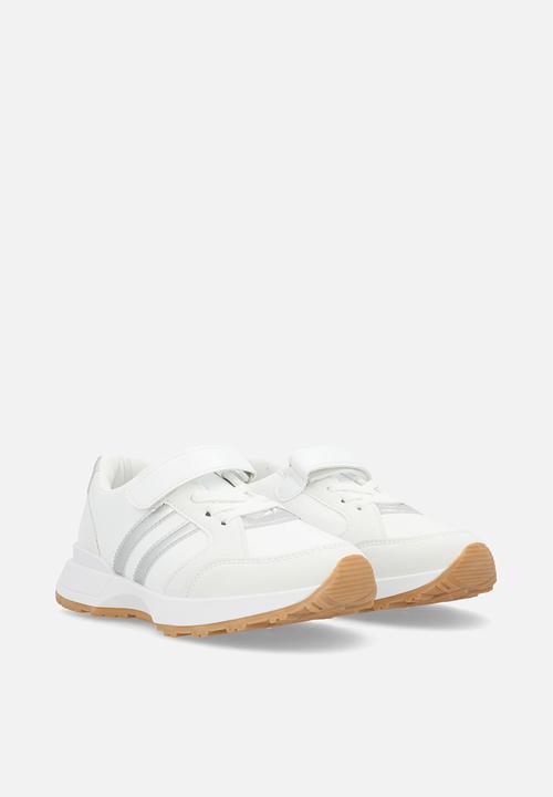 Pop Candy - Lace & adjustable fastener sneakers - white/silver