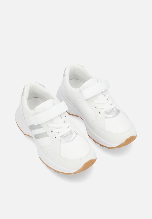 Pop Candy - Lace & adjustable fastener sneakers - white/silver