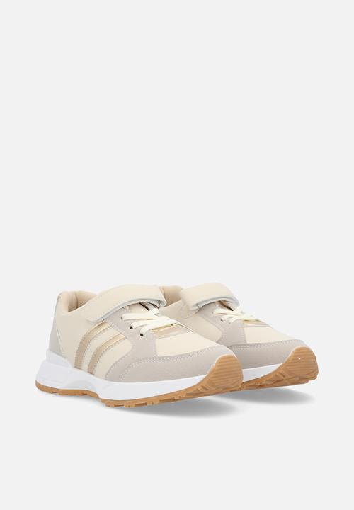 Pop Candy - Lace & adjustable fastener sneakers - beige/gold