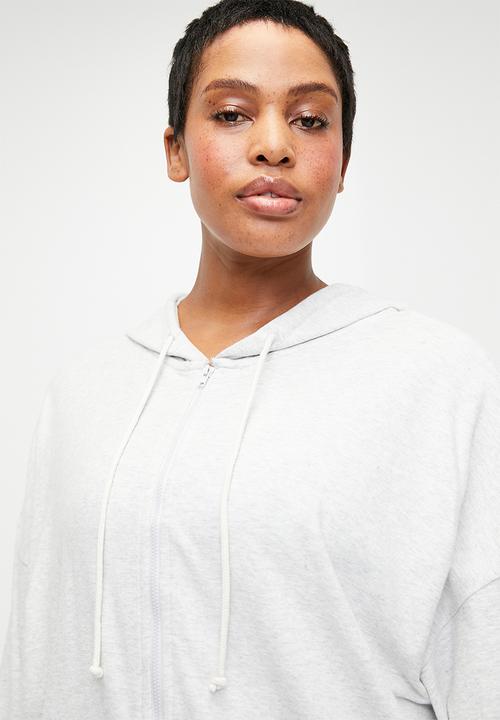 Cotton On - Plus Light Weight Super Soft Hooded Zip Through - Light Grey Marle